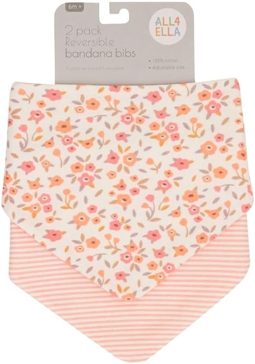 All4Ella Bandana Bibs 2 Pack - Floral Bouquet - Image 1